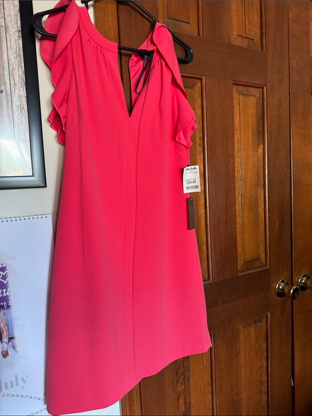 Vince Camuto Hot Pink Asymmetrical Ruffle Shift Dress